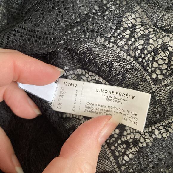 NWT Simon Perele Karma Black Sheer Lace Bodysuit Size 3 /Medium (8-10) - Picture 6 of 13